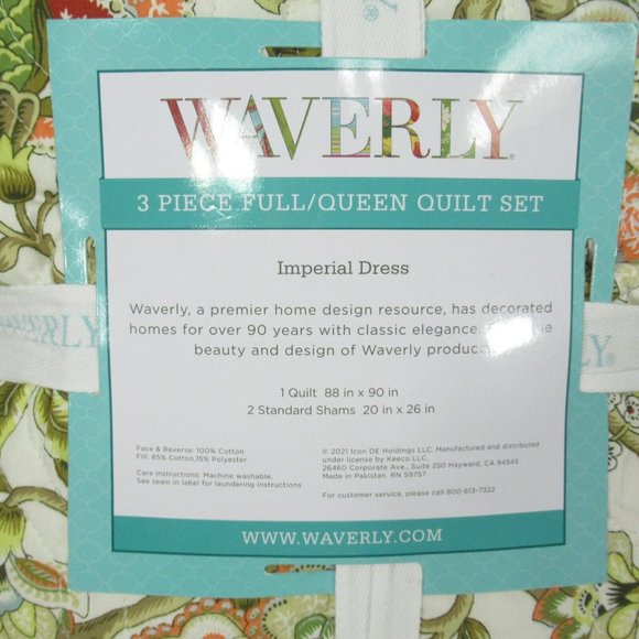 Waverly Quilt Set Imperial Dress Jacobean Floral Blanket Coverlet 2 Pillow Shams - Picture 3 of 10